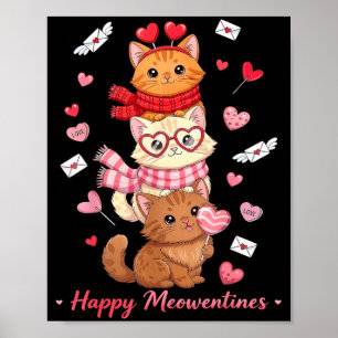 Happy Meowentines Cute Valentine Cat Lovers Poster