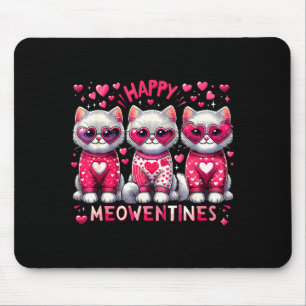 Happy Meowentines Cute Valentine Cats Love Cat Mem Mouse Pad