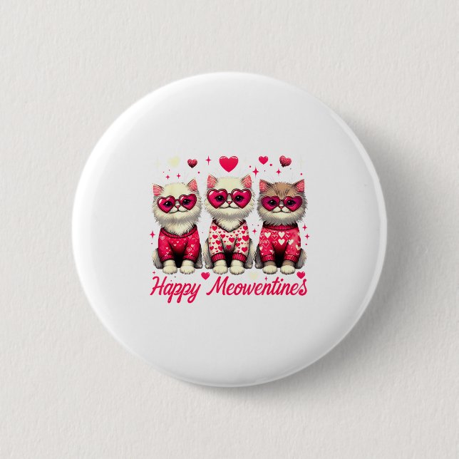 Happy Meowentines Cute Valentine Cats Love Funny C 6 Cm Round Badge (Front)