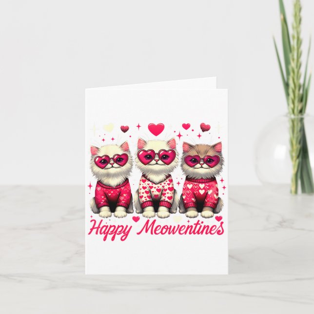 Happy Meowentines Cute Valentine Cats Love Funny C Card (Front)