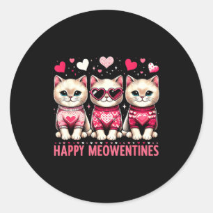 Happy Meowentines Cute Valentine Cats Love Funny M Classic Round Sticker