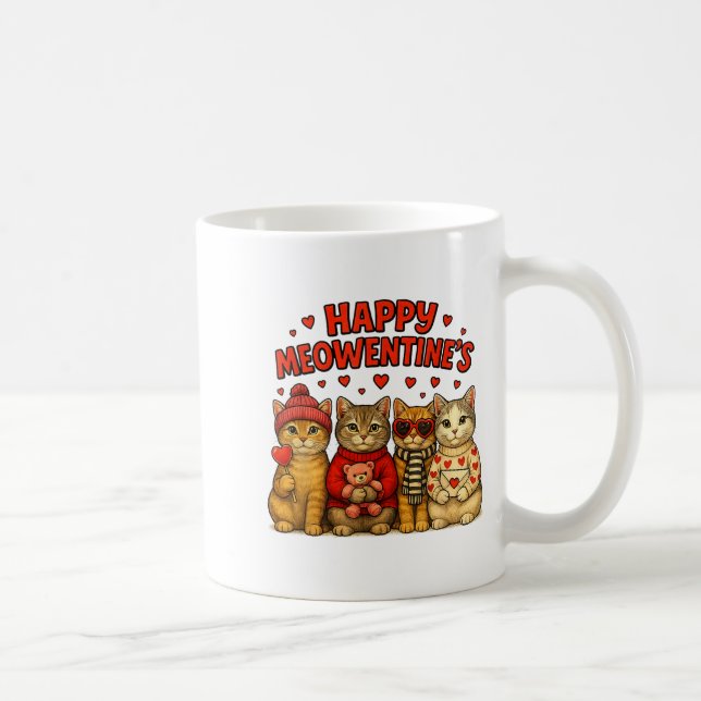 Happy Meowentines Cute Valentine Cats Love Women M Coffee Mug (Right)