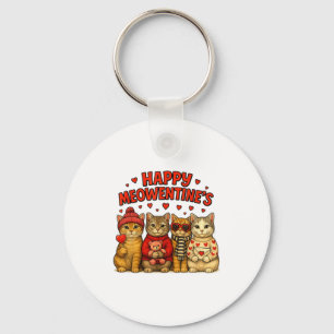 Happy Meowentines Cute Valentine Cats Love Women M Key Ring