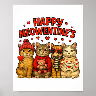 Happy Meowentines Cute Valentine Cats Love Women M Poster