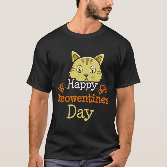 Happy Meowentines Day Cat Breeder Paw Love Valenti T-Shirt (Front)