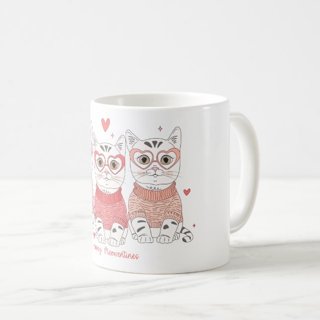 Happy Meowentines Day Cat Coffee Mug (Front Right)