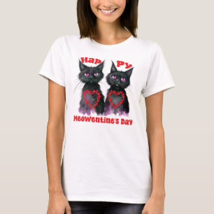 Happy Meowentine's Day Cute Cat Couple in Love T-Shirt