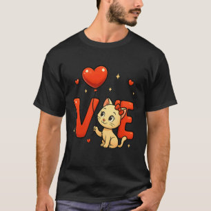 Happy Meowentine's Day Cute Cat Heart Valentine's T-Shirt