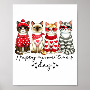 Happy Meowentine's Day Cute Valentines Funny Cat S Poster