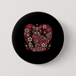 Happy Meowentine's Day Floral Cat Valentine Romant 6 Cm Round Badge
