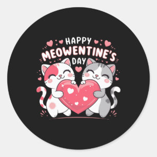 Happy Meowentine's Day Funny Cute Cat Lover Valent Classic Round Sticker