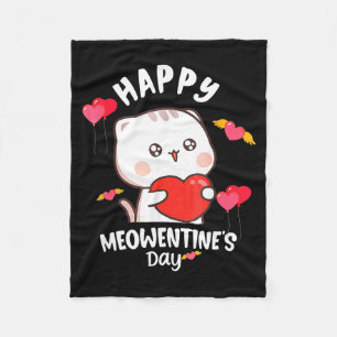 Happy Meowentines Day Funny Girls Cat Valentines D Fleece Blanket