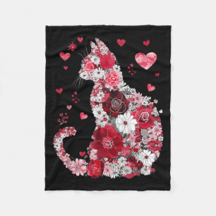 Happy Meowentines Day Funny Girls Cat Valentines Fleece Blanket