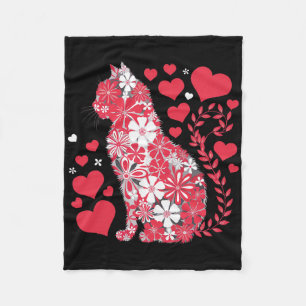 Happy Meowentine's Day Funny Girls Cat Valentines Fleece Blanket