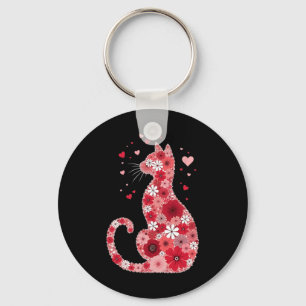 Happy Meowentine's Day Funny Girls Cat Valentines Key Ring