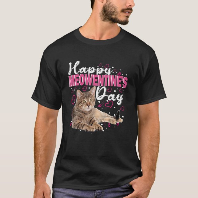 Happy Meowentine's Day Funny Valentine's Day Cat L T-Shirt (Front)