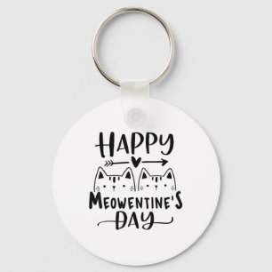 Happy Meowentines Day Funny Valentines Day Cat Lov Key Ring