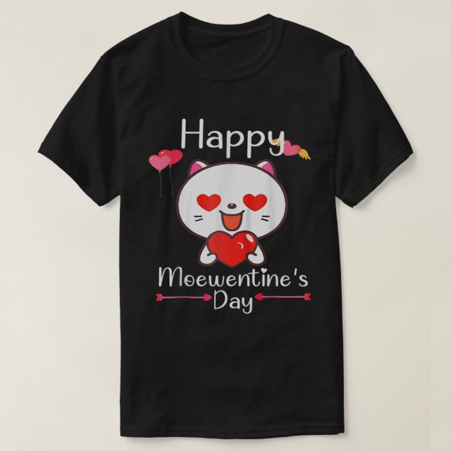 Happy Meowentine's Day Valentine Cat Lover Heart C T-Shirt (Design Front)