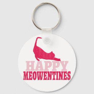 Happy Meowentines   Funny cat lover valentine gift Key Ring