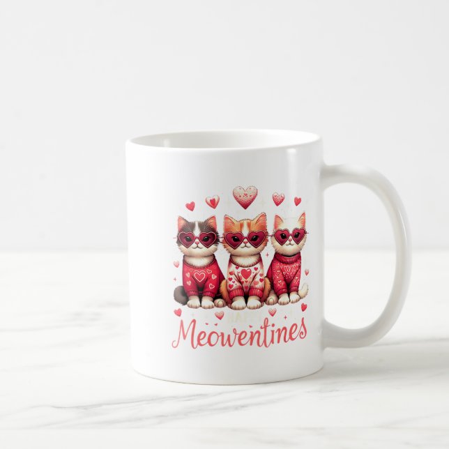 Happy Meowentines Funny Cute Valentine Cats Love C Coffee Mug (Right)