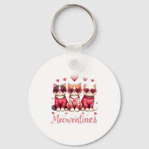 Happy Meowentines Funny Cute Valentine Cats Love C Key Ring