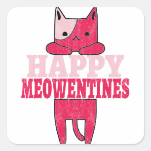 Happy Meowentines   Funny valentine gift for cat Square Sticker
