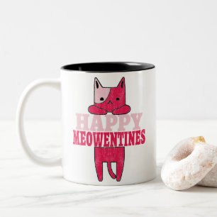 Happy Meowentines Funny valentine gift for cat Two-Tone Coffee Mug