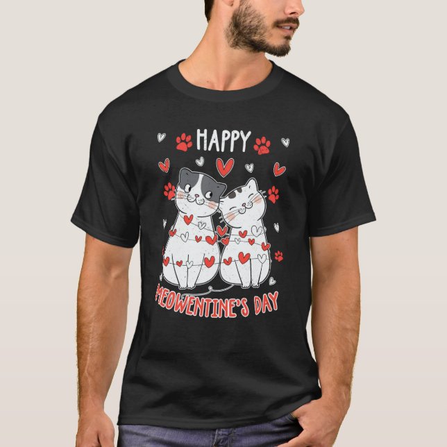 Happy Meowentines Valentines Day Cute Cat Kitten V T-Shirt (Front)