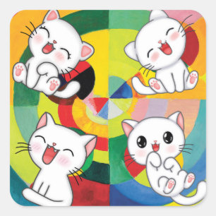 Happy Meows Square Sticker