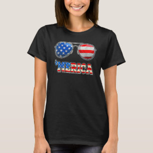 Happy Merica Sunglasses 4th Of July Us Kids Boys G T-Shirt