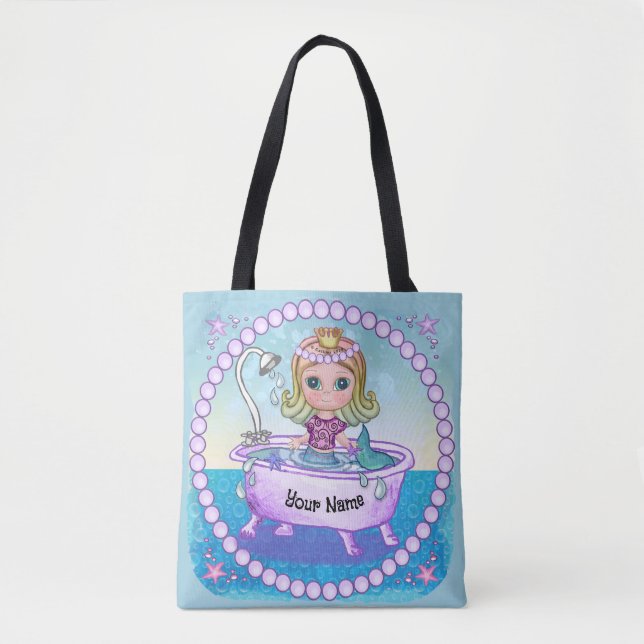 Happy Mermaid Bath  Tote Bag (Front)