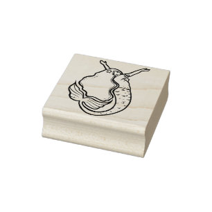 Happy Mermaid Rubber Stamp
