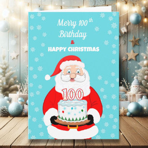 Happy Merry 100th Birthday Christmas Santa Card