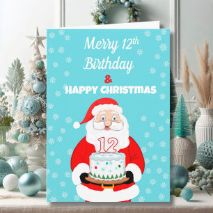 Happy Merry 12th Birthday Christmas Santa Card