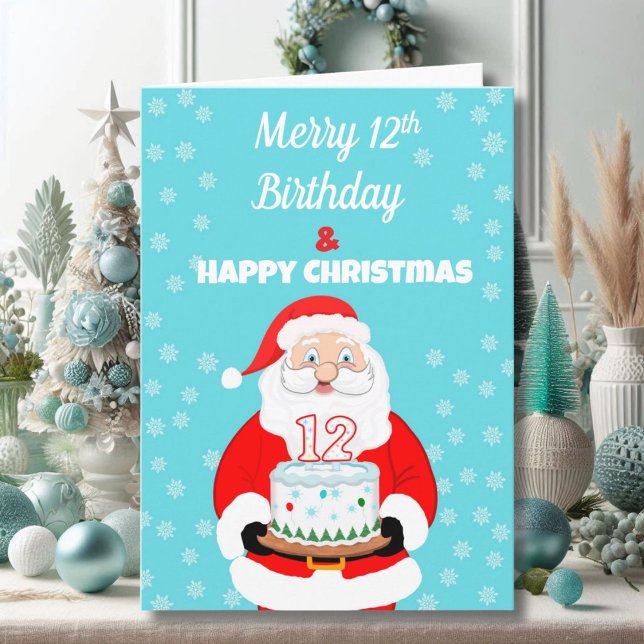 Happy Merry 12th Birthday Christmas Santa  Card (Creator Uploaded)