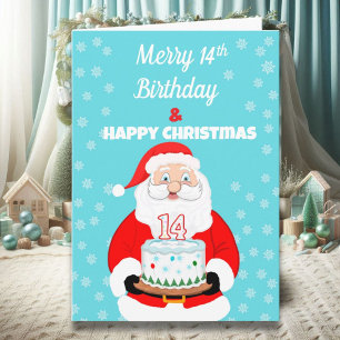 Happy Merry 14th Birthday Christmas Santa Card