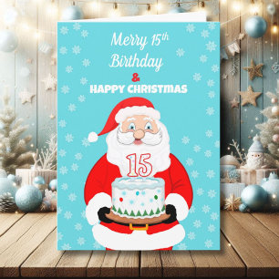 Happy Merry 15th Birthday Christmas Santa Card