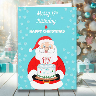 Happy Merry 17th Birthday Christmas Santa Card