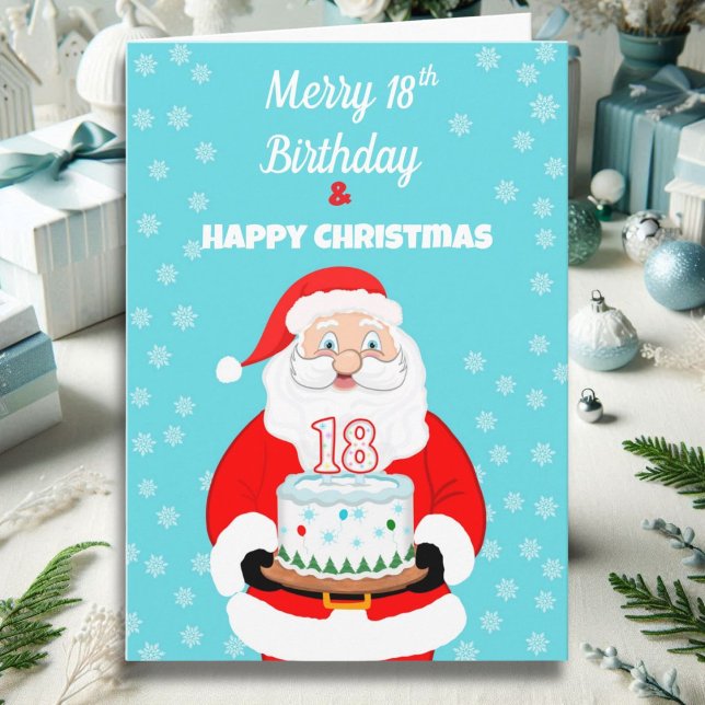 Happy Merry 18th Birthday Christmas Santa  Card (Creator Uploaded)