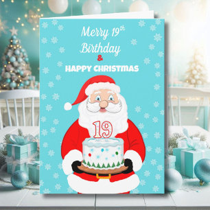Happy Merry 19th Birthday Christmas Santa Card