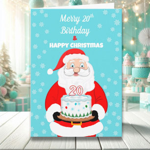 Happy Merry 20th Birthday Christmas Santa Card