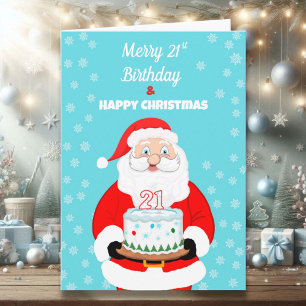Happy Merry 21st Birthday Christmas Santa Card
