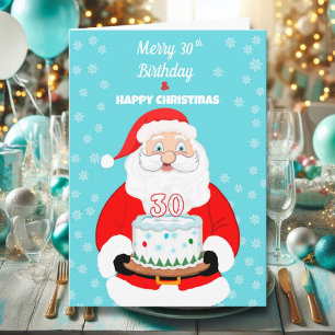 Happy Merry 30th Birthday Christmas Santa Card