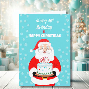 Happy Merry 40th Birthday Christmas Santa Card