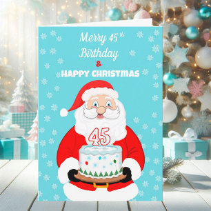 Happy Merry 45th Birthday Christmas Santa Card