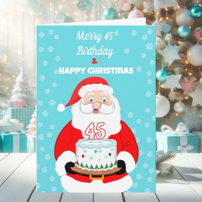 Happy Merry 45th Birthday Christmas Santa  Card (Creator Uploaded)