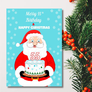 Happy Merry 55th Birthday Christmas Santa Card