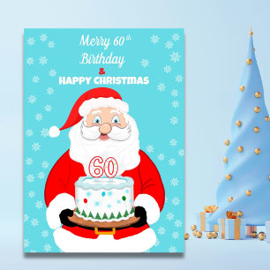 Happy Merry 60th Birthday Christmas Santa Card
