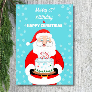 Happy Merry 65th Birthday Christmas Santa Card