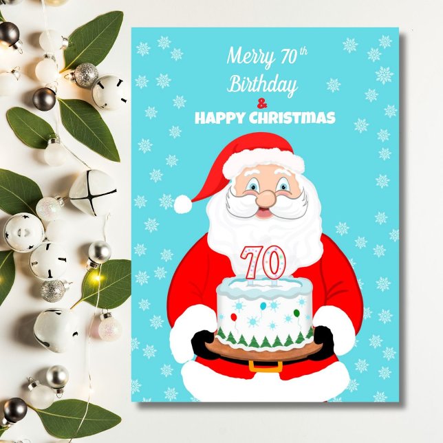 Happy Merry 70th Birthday Christmas Santa  Card (Creator Uploaded)